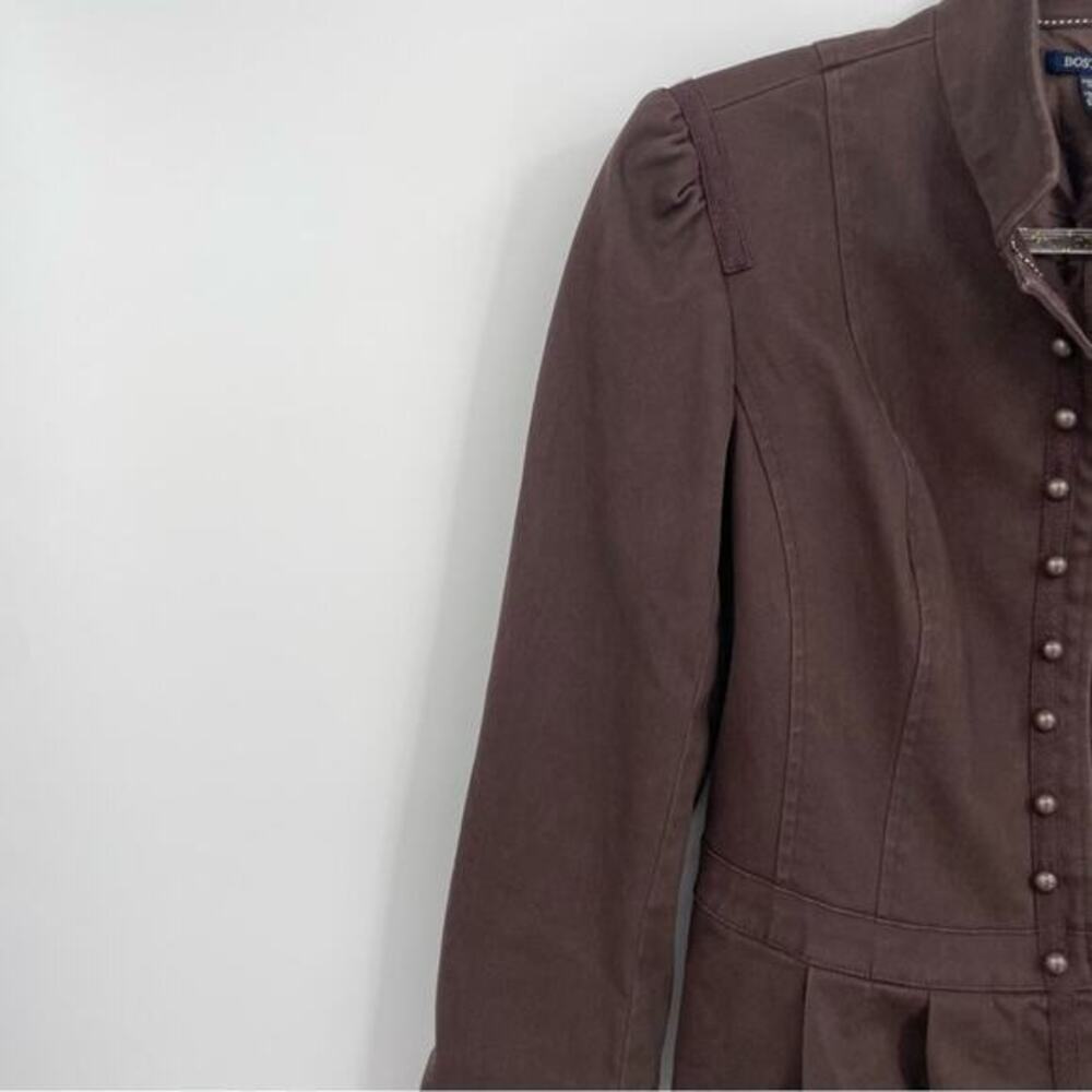 Boston Proper Brown Blazer Peplum Pleated Size 8 - Picture 6 of 13